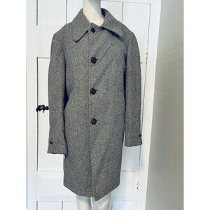 Zero King Men’s Gray Wool Dress Coat Jacket Size 40 - Vintage Wood Buttons Lined